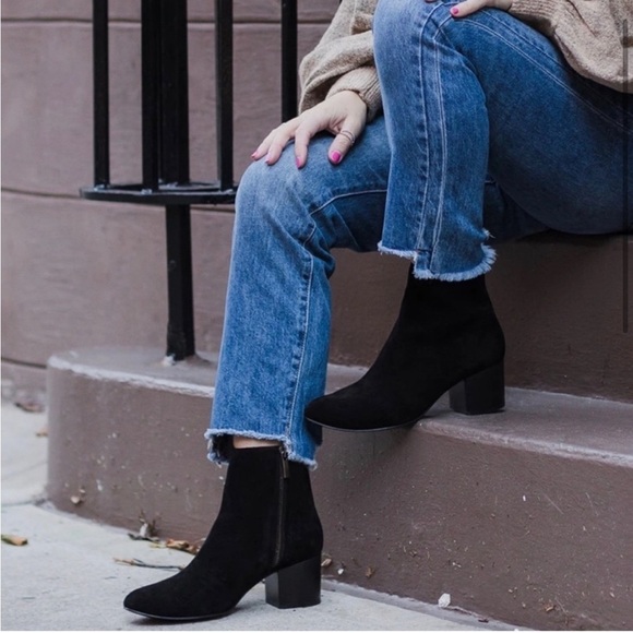 Thursday Everyday Paloma Suede Block Stacked Heel Boots Black size 10 - Picture 1 of 12